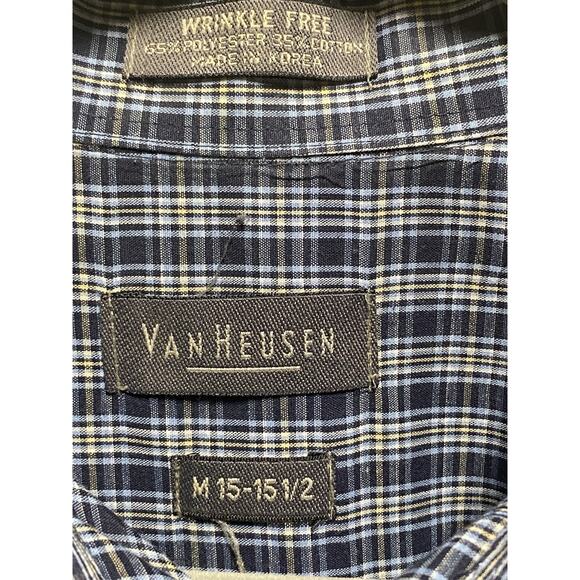 Van Heusen Mens Casual Short Sleeve Wrinkle Free Plaid Shirt Size M 15-15.5 - Picture 3 of 5